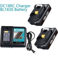 Pdstation - 2er-Pack 18 v 3 Ah Akku und Ladegerät für Makita BL1830 BL1840 BL1850 BL1860 und Ladegerät 3ADC18RC DC18RD MTC2003 von PDSTATION
