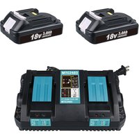 Pdstation - 2er-Pack 3,0 Ah BL1850B Akku und 3,5 a DC18RD Ladegerät für Makita 18 v lxt BL1850 BL1840b BL1830 BL1815 BL1860B BMR102 DMR104 DMR108 von PDSTATION