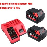 Pdstation - 2er-Pack 5,0 Ah Ersatzakku für Milwaukee M-18 Lithium-Ionen-Akku und Ladegerät-Set, kompatibel mit Milwaukee Akku 18 v kabellose Pdstation - 2er-Pack 5,0 Ah Ersatzakku für Milwaukee M-18 Lithium-Ionen-Akku und Ladegerät-Set, kompatibel mit Milwaukee Akku 18 v kabellose von PDSTATION