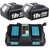 Pdstation - 2er-Pack BL1850 BL1850B 18 v 5 Ah Akku mit DC18RD Dual-Schnellladegerät, kompatibel mit Makita BL1830 BL1840 BL1850 BL1860 und Makita von PDSTATION