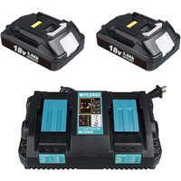 Pdstation - 2er-Pack verbesserter BL1860B 3,0 Ah Akku und DC18RD Ladegerät, kompatibel mit Makita 18 v BL1860 BL1850 BL1850B BL1840 BL1840B BL1830 von PDSTATION