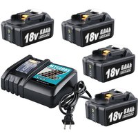 Pdstation - 4 x BL1860 18 v 5,0 Ah Akku und 3 a DC18RC Ladegerät für Makita, kompatibel mit Makita 18 v lxt Li-Ionen-Akkus BL1850, BL1840, BL1830, von PDSTATION