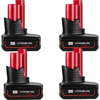 Pdstation - 4Pack der 5.5 Ah 12V Batterie für Milwaukee M12 Batterie 12V Lithium-Ionen Akku 4932451395 Ersatz 48-11-2410 48-11-2420 48-11-2411-2411 von PDSTATION