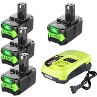 Pdstation - 4× P108 18 v 9 Ah Lithium-Ionen-Akku und P117B 3 a Schnellladegerät mit USB-Anschluss, kompatibel mit Ryobi 18 v P102-, P103- und Pdstation - 4× P108 18 v 9 Ah Lithium-Ionen-Akku und P117B 3 a Schnellladegerät mit USB-Anschluss, kompatibel mit Ryobi 18 v P102-, P103- und von PDSTATION