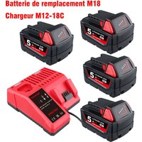 Pdstation - 4×18 v 5,0 Ah Ersatzakku und Ladegerät-Set für Milwaukee M-18 Lithium-Ionen-Akku, kompatibel mit Milwaukee 18 v kabellosen Pdstation - 4×18 v 5,0 Ah Ersatzakku und Ladegerät-Set für Milwaukee M-18 Lithium-Ionen-Akku, kompatibel mit Milwaukee 18 v kabellosen von PDSTATION
