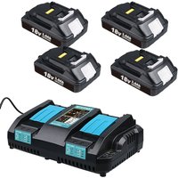 Pdstation - Verbesserter 4er-Pack BL1860B 3,0 Ah Akku und DC18RD Ladegerät Kompatibel mit Makita 18 v BL1860 BL1850 BL1850B BL1840 BL1840B BL1830 von PDSTATION