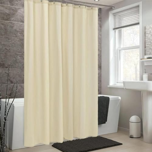 Duschvorhang 120x190cm/BxH Beige cremefarbener Stoff Plaid Vorhang Digitaldruck Polyester Dusche Anti-Schimmel & Wasserdicht & Waschbar Polyester Stoff Textil Shower Curtains waschbar, mit 12 Haken von PDSYCB