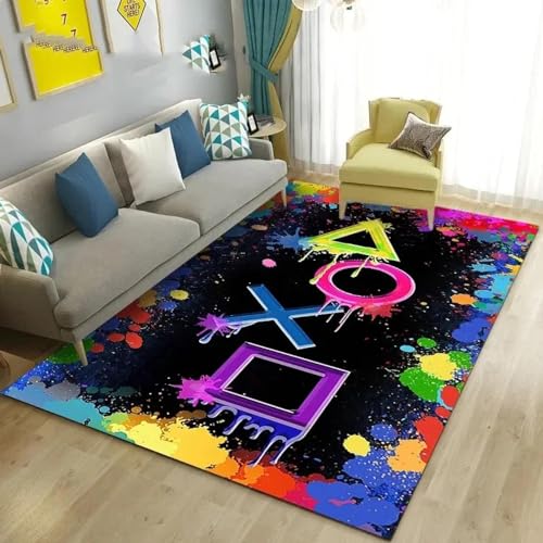 PDSYCB 3D Cartoon Gamer Game Controller Bereich Teppich Teppich Teppich FüR Wohnzimmer Schlafzimmer Sofa Fuß Matte Dekoration Kind Spielen Rutsch Feste Boden Matte 160x220cm von PDSYCB