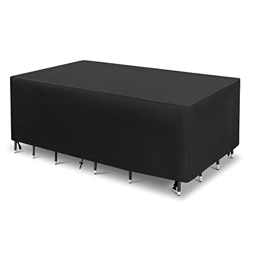 PDSYCB Abdeckung für Gartenmöbel, 140x80x105cm Multi Größe Abdeckplane Gartenmöbel Schwerlast 420D -Oxford Gewebe, Wasserdicht, Winddicht, UV-Beständiges für Gartentische,Stühle und Möbelsets Schwarz von PDSYCB