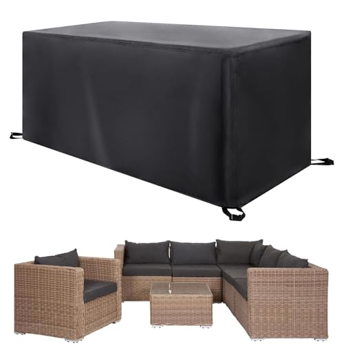 PDSYCB Abdeckung für Gartenmöbel, 160x130x105cm Schutzhülle Gartenmöbel Winterfest Wasserdicht Schwerlast, 420D -Oxford Gewebe Sitzgruppe Gartentisch für Gartentische Terrassenmöbel -Schwarz PDSYCB Abdeckung für Gartenmöbel, 160x130x105cm Schutzhülle Gartenmöbel Winterfest Wasserdicht Schwerlast, 420D -Oxford Gewebe Sitzgruppe Gartentisch für Gartentische Terrassenmöbel -Schwarz von PDSYCB