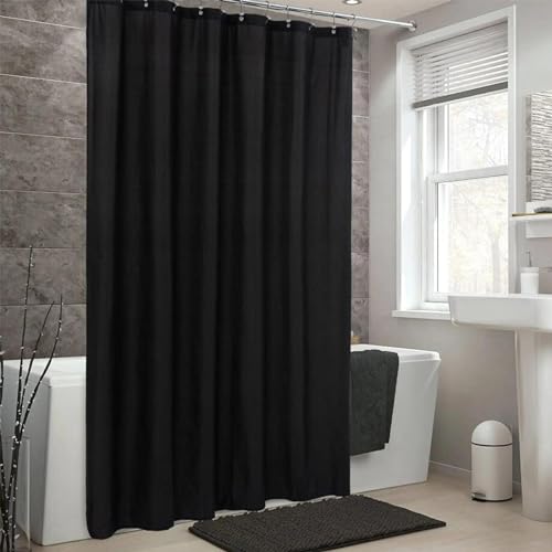 PDSYCB Duschvorhang 80x190cm/BxH Schwarzer Stoff Plaid Vorhang Digitaldruck Polyester Dusche Anti-Schimmel & Wasserdicht & Waschbar Polyester Stoff Textil Shower Curtains waschbar, mit 12 Haken von PDSYCB