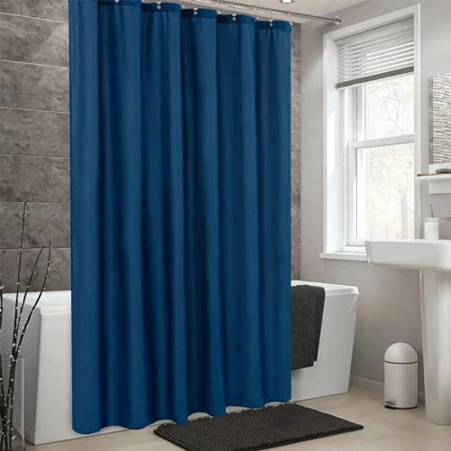 PDSYCB Duschvorhang 90x190cm/BxH Marineblau Stoff Plaid Vorhang Digitaldruck Polyester Dusche Anti-Schimmel & Wasserdicht & Waschbar Polyester Stoff Textil Shower Curtains waschbar, mit 12 Haken von PDSYCB