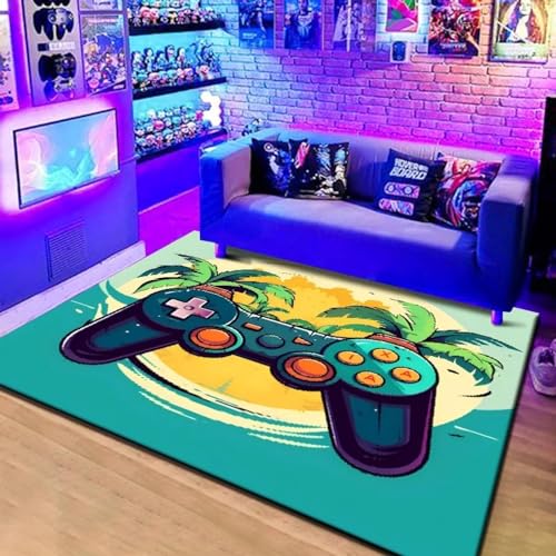 PDSYCB Spielteppich Für Jungen Schlafzimmer Gaming Griff Esports Raum Dekoration Boden Matte 3D-Spielekonsole Teppich Sofa Balkon Schlafzimmer cool Gästezimmer Teppich 100x140cm von PDSYCB