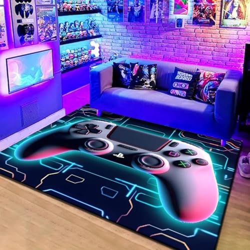 PDSYCB Spielteppich Für Jungen Schlafzimmer Gaming Griff Esports Raum Dekoration Boden Matte 3D-Spielekonsole Teppich Sofa Balkon Schlafzimmer cool Gästezimmer Teppich 100x140cm von PDSYCB