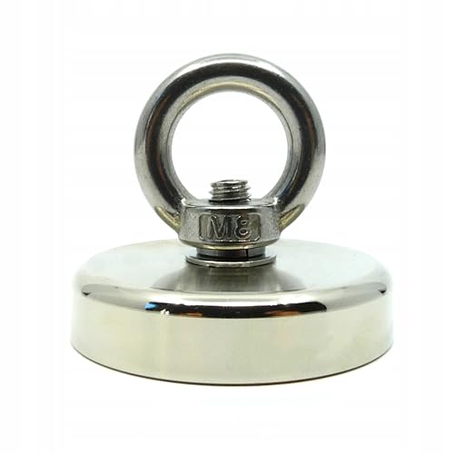 Neodym Magnet mit Öse N52 – Starker Haltemagnet für Magnetfischen, Industrie & Werkstatt – verschiedene Größen Ø48–90 mm, Tragkraft bis 340 kg, Korrosionsbeständig & Robust (55 mm) von PDmedia