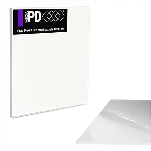 Plexiglas Platte Transparent Acrylglas PMMA Glasklar UV-Beständig Bruchsicher Zuschnitt für DIY Schutzscheiben Werbung & Deko (Transparent 3mm, 40 x 40 cm) von PDmedia