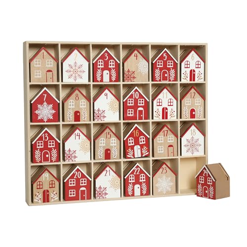 PE Weihnachts Adventskalender aus Holz mit 24 Kalenderhäuschen zum Befüllen mit kleinen Geschenken, Weihnachts-Tischdekoration PE Weihnachts Adventskalender aus Holz mit 24 Kalenderhäuschen zum Befüllen mit kleinen Geschenken, Weihnachts-Tischdekoration von PE