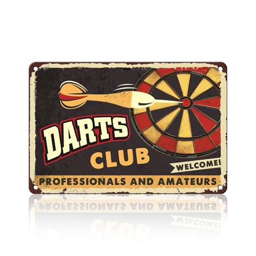 Darts Vintage Metall-Blechschild Darts Club Metall-Blechschild für Männerhöhle Bar Wanddekoration Schilder 20,3 x 30,5 cm von PEACHGARDEN