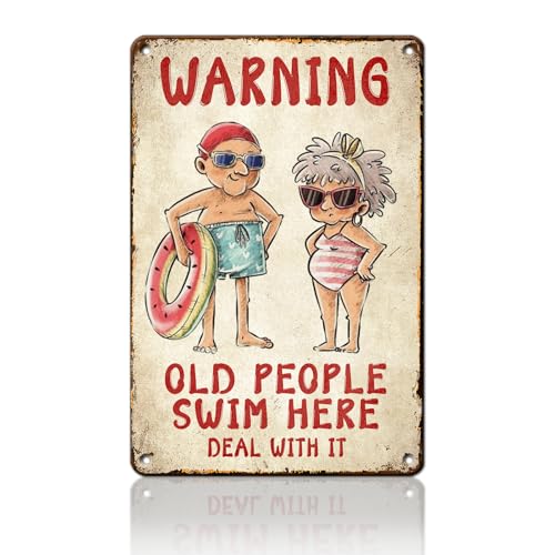 PEACHGARDEN Vintage Metallschild Old People Swim Here Deal With It 20,3 x 30,5 cm Dekorative Schilder PEACHGARDEN Vintage Metallschild Old People Swim Here Deal With It 20,3 x 30,5 cm Dekorative Schilder von PEACHGARDEN
