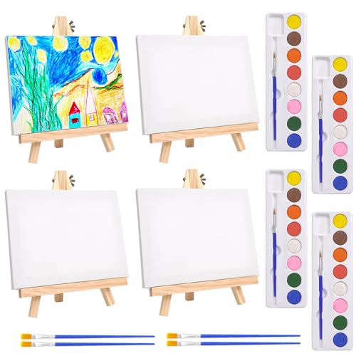 4 Stück Mini-Leinwand und Staffelei Set, 15x20cm Leinwand Mit 18x24cm Staffelei, 4stk 8-Farben Aquarellfarbe, 8 Malpinsel, Kleine Tischstaffelei Holz Für Aquarell Malerei Malen 4 Stück Mini-Leinwand und Staffelei Set, 15x20cm Leinwand Mit 18x24cm Staffelei, 4stk 8-Farben Aquarellfarbe, 8 Malpinsel, Kleine Tischstaffelei Holz Für Aquarell Malerei Malen von PEAKTOP