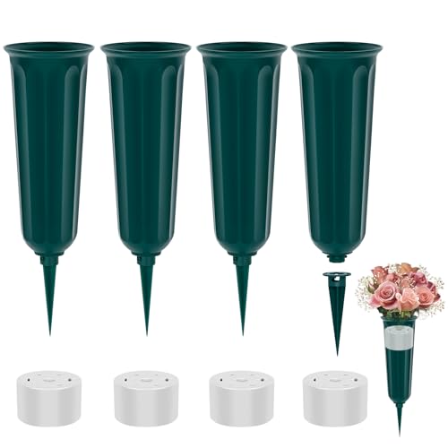 4PCS Grün Grabvaseneinsatz Kunststoff, Grabvase Mit Erdspieß Und Sockel, Denkmal Grabvasen, Friedhofsvase Für GräBer Friedhof Gartendekoration 4PCS Grün Grabvaseneinsatz Kunststoff, Grabvase Mit Erdspieß Und Sockel, Denkmal Grabvasen, Friedhofsvase Für GräBer Friedhof Gartendekoration von PEAKTOP