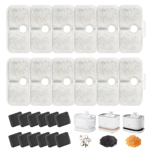 24 Stück Filter Katzenbrunnen, Katzenbrunnen Filter Für PlWF105/PlWF115/PlWFf005, Filter für Katzenbrunnen, Trinkbrunnen Filter Ersatzfilter Für Katze, 12 Filter und 12 Schwämme von PEAKTOP