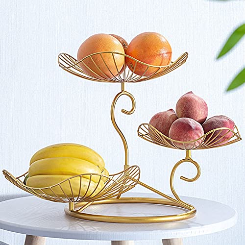 PEALOV Obstkorb Etagere 3 StöCkig,Dekorativer ObstschalenstäNder, Obstregale, GemüSe-Snack-Halter FüR KüChe,SpiralföRmiges Lotusblatt-Design,Abnehmbar,3 StöCkig Dekorativer Obstschale Metall,Obstkorb von PEALOV