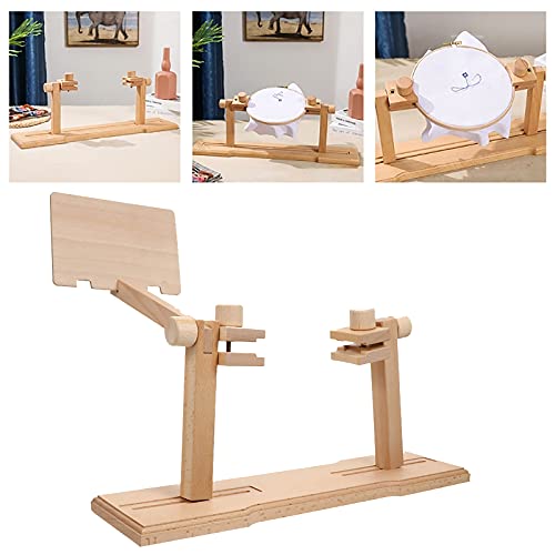 PEALOV Stickrahmen Halterung Tisch,Stickständer Kreuz Kreuzstich Rahmen Stickregal,Einstellbare Holz Kreuzstich Ständer,Embroidery Stand,Rahmen Einstellbare Nähwerkzeuge,Ohne Stickrahmen 44x12cm von PEALOV