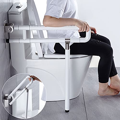 PEALOV Stützklappgriff Wc,rutschfeste Handläufe mit Beinen,Barrierefreie Armlehne Für ältere Menschen Und Schwangere,Haltestange Mit Einem Leuchtenden Ring,180 ° Horizontal Oder 90 ° Vertikal Drehbar von PEALOV