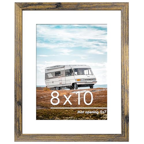 PEALSN 8x10 Bilderrahmen, Präsentationsbilder 5x7 mit Passepartout oder 8x10 ohne Matte für Wandmontage, Display, Fotorahmen, Braun von PEALSN