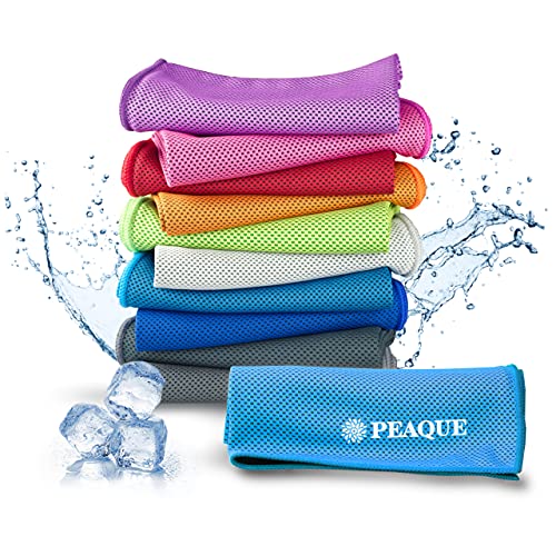 PEAQUE Kühlendes Handtuch - Cooling Towel - Mikrofaser Sporthandtuch - Kühltuch für Fitness, Sport, Reise, Yoga (Blau) von PEAQUE