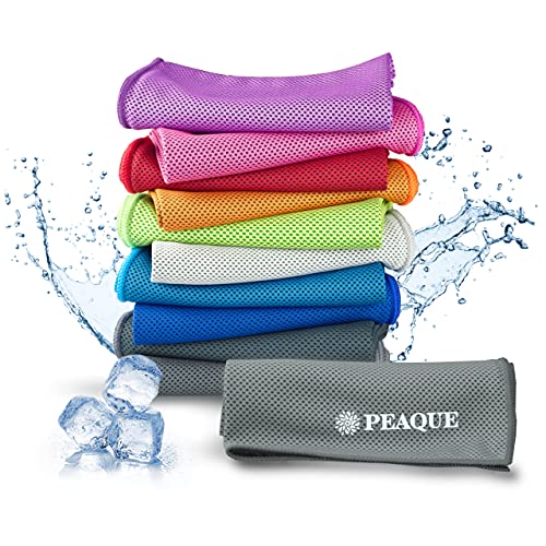 PEAQUE Kühlendes Handtuch - Cooling Towel - Mikrofaser Sporthandtuch - Kühltuch für Fitness, Sport, Reise, Yoga (Grau) von PEAQUE