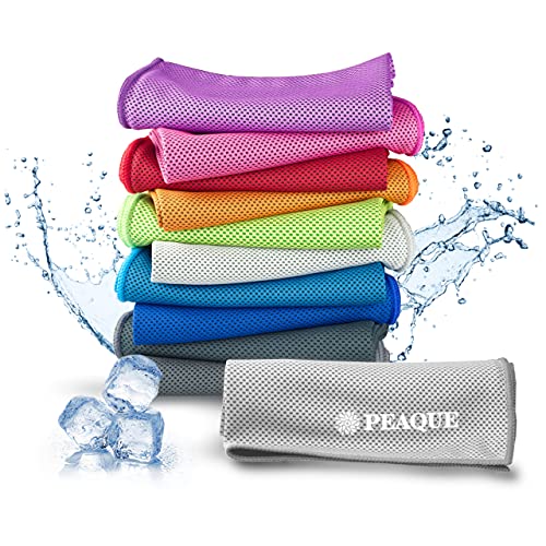 PEAQUE Kühlendes Handtuch - Cooling Towel - Mikrofaser Sporthandtuch - Kühltuch für Fitness, Sport, Reise, Yoga (Hell-Grau) von PEAQUE
