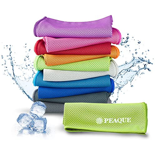 PEAQUE Kühlendes Handtuch - Cooling Towel - Mikrofaser Sporthandtuch - Kühltuch für Fitness, Sport, Reise, Yoga (Neon-Grün) von PEAQUE