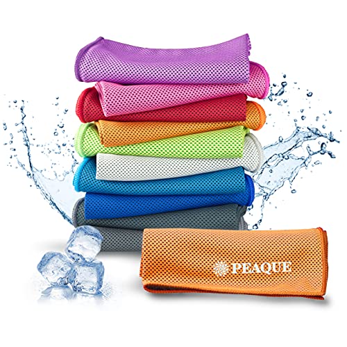 PEAQUE Kühlendes Handtuch - Cooling Towel - Mikrofaser Sporthandtuch - Kühltuch für Fitness, Sport, Reise, Yoga (Orange) von PEAQUE