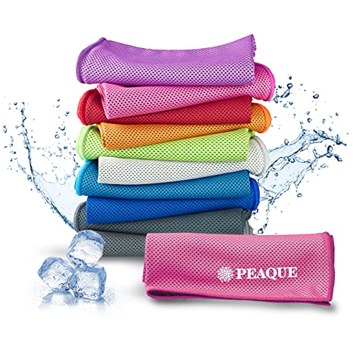 Kühlendes Handtuch - Cooling Towel - Mikrofaser Sporthandtuch - Kühltuch für Fitness, Sport, Reise, Yoga (Pink) von PEAQUE