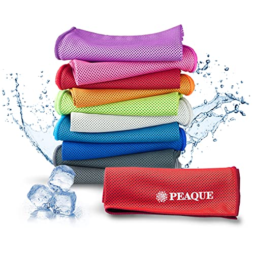 PEAQUE Kühlendes Handtuch - Cooling Towel - Mikrofaser Sporthandtuch - Kühltuch für Fitness, Sport, Reise, Yoga (Rot) von PEAQUE