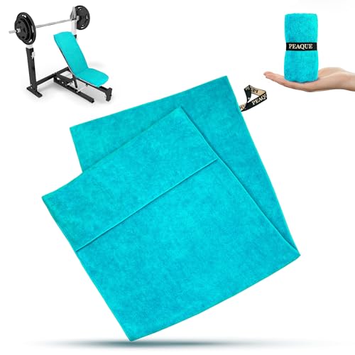 PEAQUE Fitness-Handtuch aus Mikrofaser mit Frottee-Struktur | Sport-Handtuch für Fitnessstudio und Gym | saugstark, leicht, kompakt, weich (100 x 40 cm, Türkis) von PEAQUE