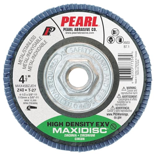 PEARL ABRASIVE CO. EXVZC Maxidisc Fächerscheibe mit hoher Dichte 4-1/2 x 5/8-11 Z40 T-27, 10 Stück PEARL ABRASIVE CO. EXVZC Maxidisc Fächerscheibe mit hoher Dichte 4-1/2 x 5/8-11 Z40 T-27, 10 Stück von PEARL ABRASIVE CO.