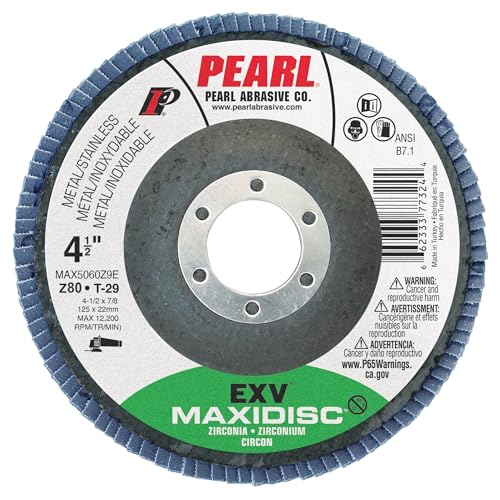 PEARL ABRASIVE CO. EXVZC Maxidisc Fächerscheibe mit hoher Dichte 4-1/2 x 7/8 Z80 T-27, 10 Stück PEARL ABRASIVE CO. EXVZC Maxidisc Fächerscheibe mit hoher Dichte 4-1/2 x 7/8 Z80 T-27, 10 Stück von PEARL ABRASIVE CO.