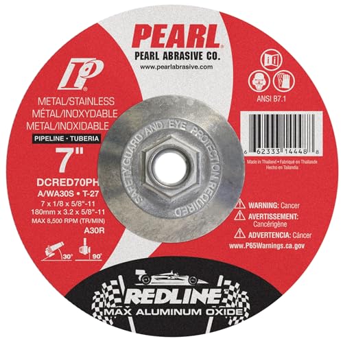 PEARL ABRASIVE CO. Redline Max A.O.DC Schleifscheibe 7 x 1/8 x 5/8-11 A/WA30S T-27 Pipeline PEARL ABRASIVE CO. Redline Max A.O.DC Schleifscheibe 7 x 1/8 x 5/8-11 A/WA30S T-27 Pipeline von PEARL ABRASIVE CO.