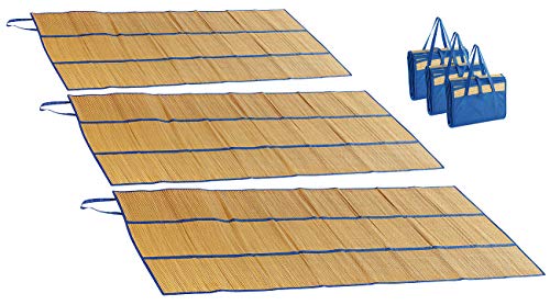 PEARL beach Badematte: 3er-Set Faltbare Bast-Strandmatten mit Tragegriffen, 180 x 90 cm (Badematte Bast, Bastmatten, Picknickdecke) von PEARL beach