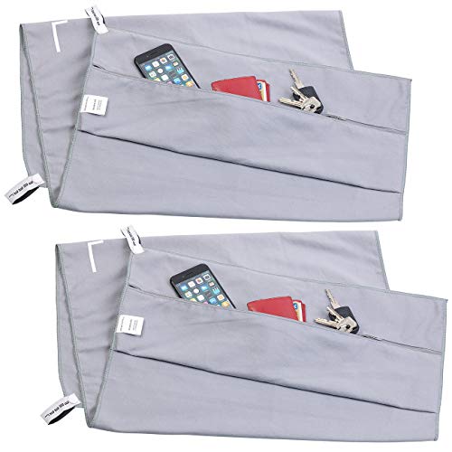 PEARL Mikrofaserhandtuch: 2er-Set Mikrofaser-Strandtücher, Überzug und Tasche, 80 x 200 cm (Mikrofaser Sport-Handtuch, Strandtuch mit integrierter Tasche, Strandliege Taschen) von PEARL