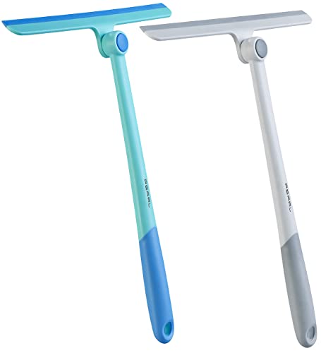 PEARL Abzieher: 2er-Set Fenster- & Duschabzieher 360°-Gelenkkopf, 27,5-cm-Silikonlippe (Wasserabzieher, Duschwischer, Windschutzscheiben Wunder) von PEARL