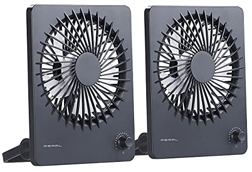 PEARL Akku Ventilator: 2er-Set Kompakter Akku-Tisch- & Wandventilator, stufenlos einstellbar (Akku Lüfter, USB Tischventilator, Ventilatoren Funktion) von PEARL