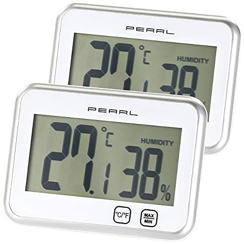 PEARL Raumthermometer: Digitales Thermometer & Hygrometer mit Minimum/Maximum, 2er-Set (Thermometer Min Max, Zimmerthermometer mit Hygrometer, Kühlschrank) von PEARL