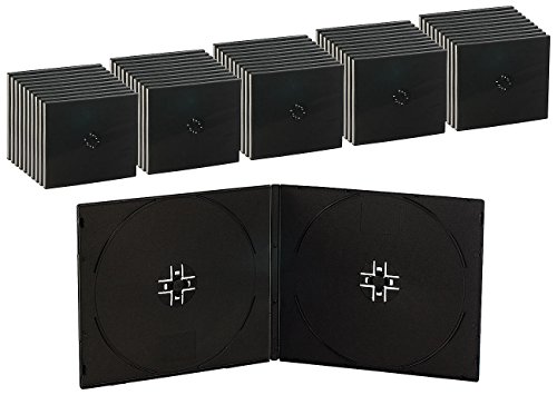 PEARL CD Hüllen: Doppel CD Slim Soft Boxen im 50er-Set, 7 mm, schwarz (Jewelcase, Jewelboxen, Aufbewahrung) von PEARL