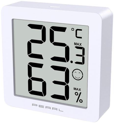 PEARL Hydrometer: Ultrakompaktes Thermo- und Hygrometer, Komfort- und Min./Max.-Anzeige (Digitales Thermometer, Thermometer Hygrometer innen, Kühlschrank) von PEARL