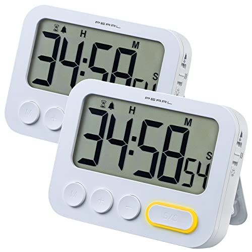 PEARL Zeitwecker: 2er-Set Digitale Küchentimer mit Ton-, LED- und Vibrationsalarm (Eieruhr Timer, Elektronischer Timer, Vibration) von PEARL