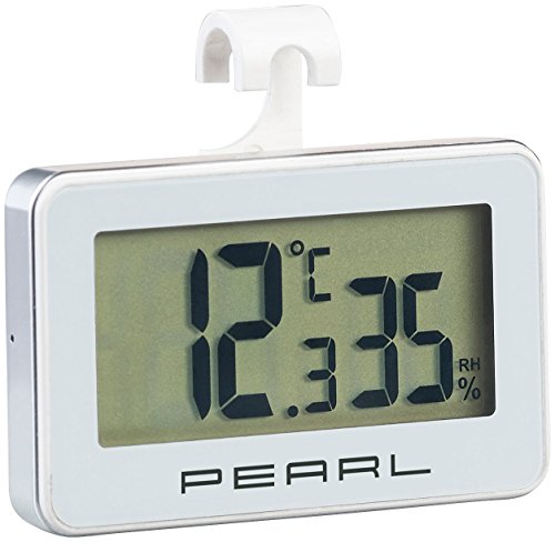 PEARL Feuchtemesser: Digitales Kühlschrank-Thermometer und -Hygrometer mit Haken (Digitales Kühlschrankthermometer, Digitales Thermo Hygrometer, Speicherfunktion) von PEARL